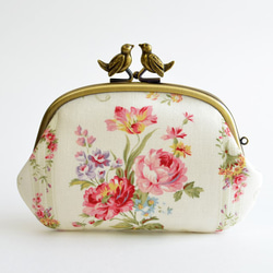 Shabby chic floral frame coin purse with birds [723] 第2張的照片