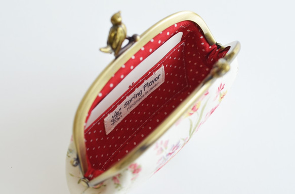 Shabby chic floral frame coin purse with birds [723] 第3張的照片