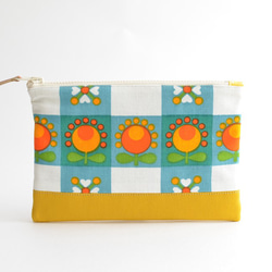 Zipper pouch|vintage|retro scandi floral|green & yellow[737] 第2張的照片