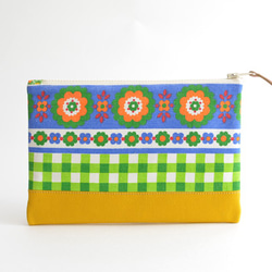 Zipper pouch|vintage|retro scandi floral|green & yellow[738] 第1張的照片