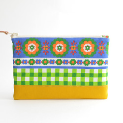 Zipper pouch|vintage|retro scandi floral|green & yellow[738] 第2張的照片