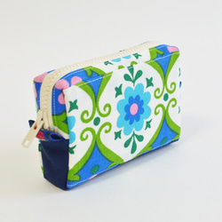 Vintage folk floral mini zipper pouch - blue -[798] 第1張的照片