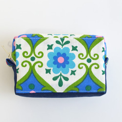 Vintage folk floral mini zipper pouch - blue -[798] 第2張的照片