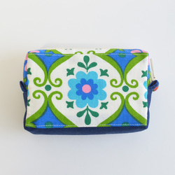 Vintage folk floral mini zipper pouch - blue -[798] 第3張的照片