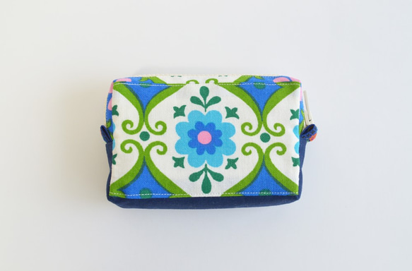 Vintage folk floral mini zipper pouch - blue -[798] 第3張的照片