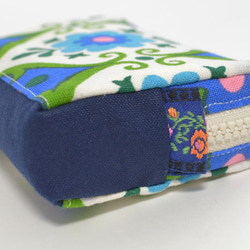 Vintage folk floral mini zipper pouch - blue -[798] 第5張的照片