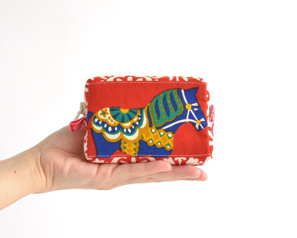 Vintage dala horse mini zipper pouch - red [783] 第1張的照片