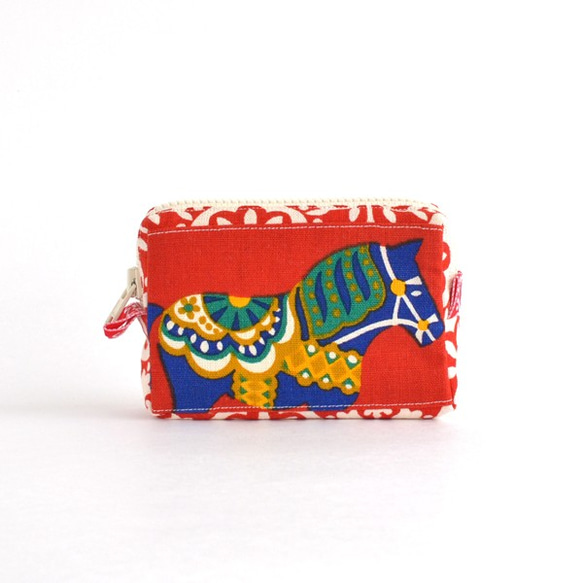 Vintage dala horse mini zipper pouch - red [783] 第2張的照片