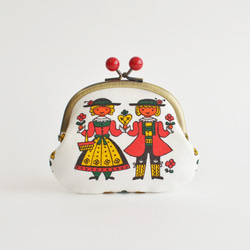 Vintage boy and girl coin purse - Scandinavian - folk [892] 第2張的照片