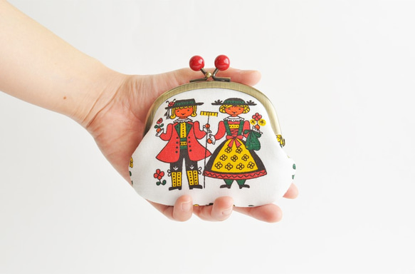 Vintage boy and girl coin purse - Scandinavian - folk [892] 第3張的照片