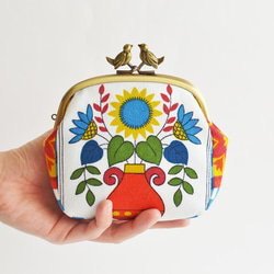 {花卉口金包} Vintage scandi folk floral kiss lock pouch [890] 第3張的照片