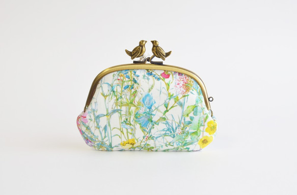 Liberty floral frame kiss lock purse with birds [931] 第2張的照片