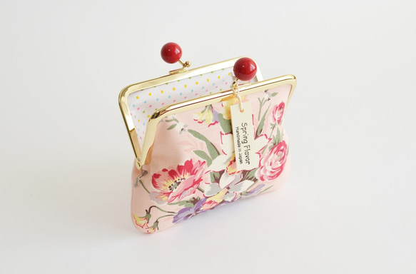 {花卉口金包} Spring floral kiss lock cosmetic pouch - Pink [855] 第3張的照片