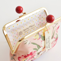 {花卉口金包} Spring floral kiss lock cosmetic pouch - Pink [855] 第4張的照片