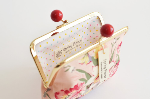 {花卉口金包} Spring floral kiss lock cosmetic pouch - Pink [855] 第4張的照片