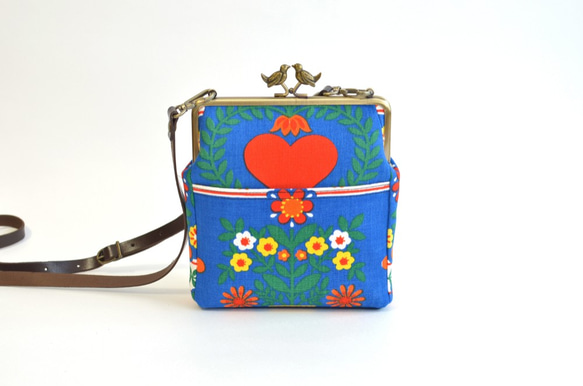 Mini shoulder bag - Vintage folk floral - blue [713] 第2張的照片