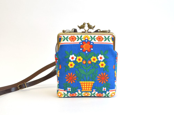 Mini shoulder bag - Vintage folk floral - blue [713] 第3張的照片