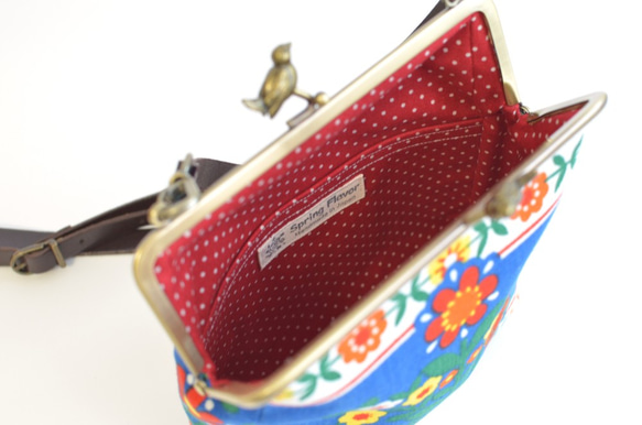 Mini shoulder bag - Vintage folk floral - blue [713] 第4張的照片