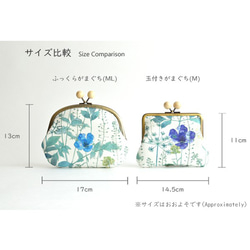 赤玉 花柄がまぐちポーチ(M) -  Vintage "Retro Folk Flower" Blue〔059〕 8枚目の画像