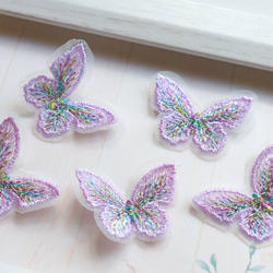 8個★刺繍蝶々　蝶々素材　蝶々パーツ　パープルレインボー 8枚目の画像