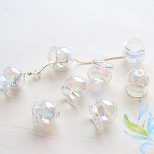 【printemps】ガラスリング　２個セット　クリア　オーロラ オーロラクリアデザインピアス 全4タイプ 小物[品番