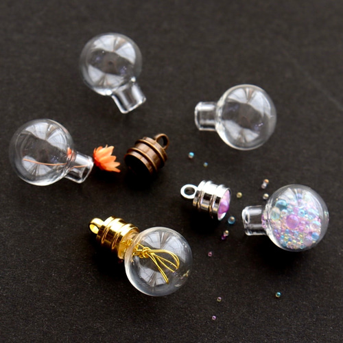 14mm蓋付きガラスドーム ガラスボール ミニ電球 豆球 ビーズ handmade