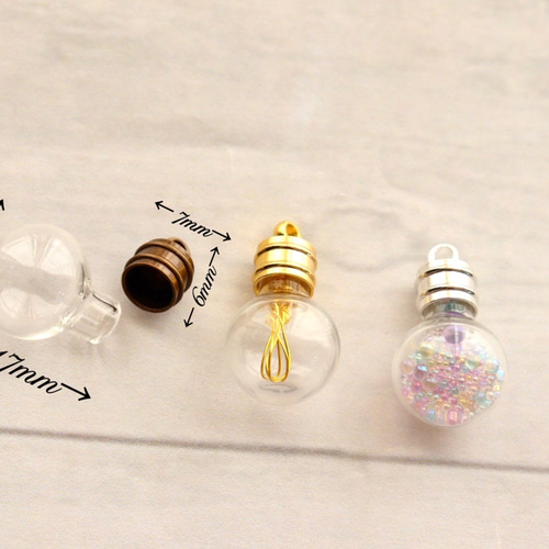 14mm蓋付きガラスドーム ガラスボール ミニ電球 豆球 ビーズ