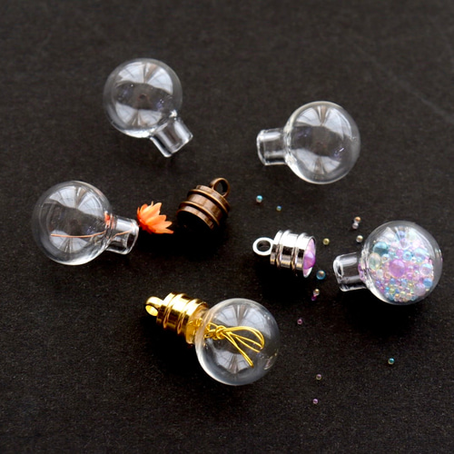 14mm蓋付きガラスドーム ガラスボール ミニ電球 豆球 ビーズ