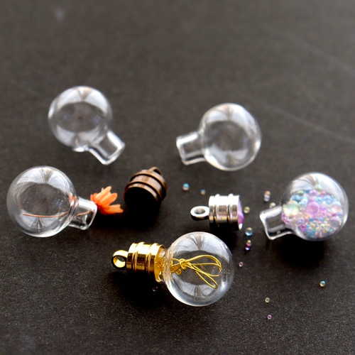 14mm蓋付きガラスドーム ガラスボール ミニ電球 豆球 ビーズ