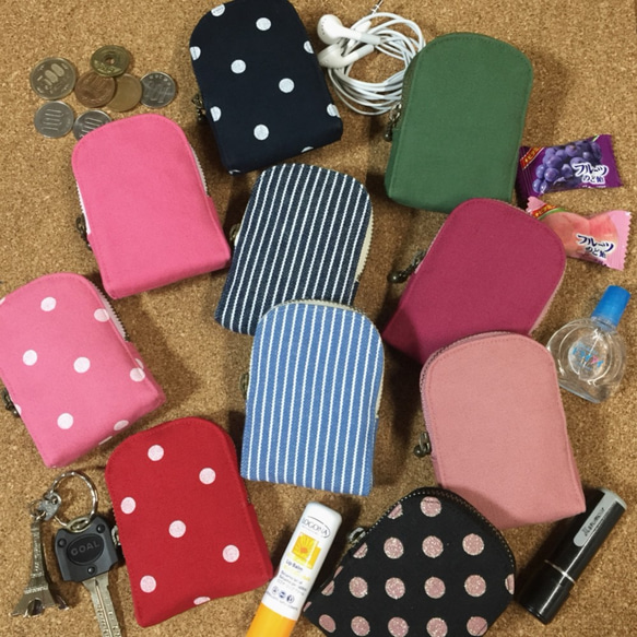 受注生産品【ＳＳサイズ・細めショルダー用】リュックに付けるポーチ キーケース イヤホンケース コインケース リップケース 6枚目の画像