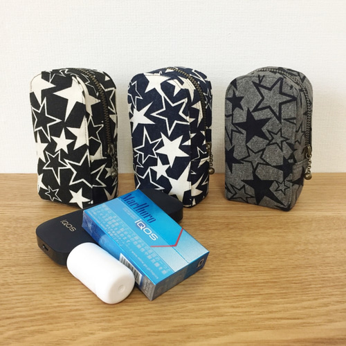 受注生産品☆星柄デニム風【ポーチ・IQOS アイコス専用ケース