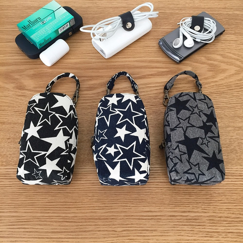 受注生産品☆星柄デニム風【ストラップ付きポーチ・IQOS アイコス専用 