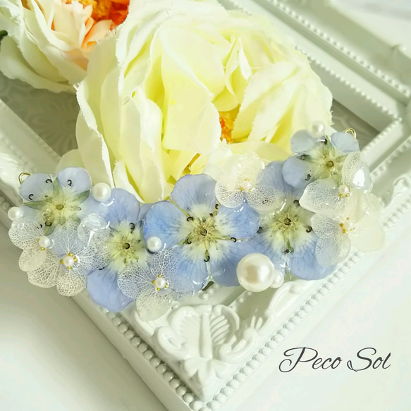 ネモフィラと紫陽花のフラワーネックレス☆ ネックレス・ペンダント 花 