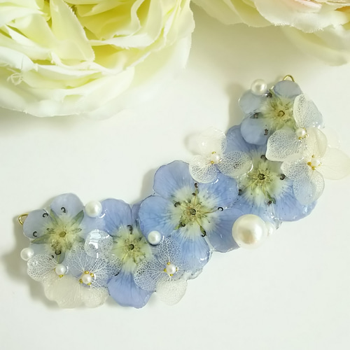 ネモフィラと紫陽花のフラワーネックレス☆ ネックレス・ペンダント 花 