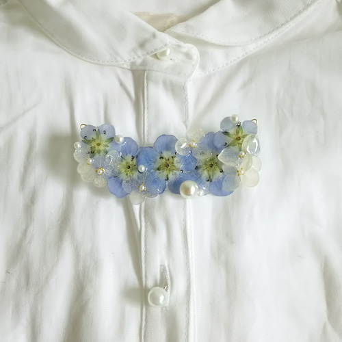 ネモフィラと紫陽花のフラワーネックレス☆ ネックレス・ペンダント 花 