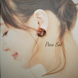 【 Peco Sol 】クレイフラワー 小花とビジューのイヤーカフセット☆ 2枚目の画像