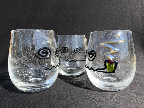 麻炭ガラス『パーリーピーポー03ウイスキーグラス』桐箱付き 2枚目の画像