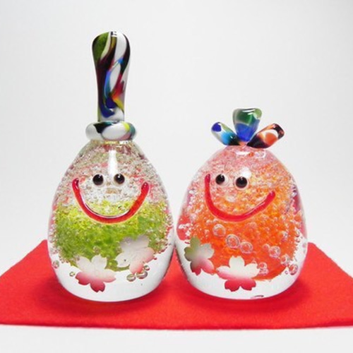 ひなたまご(緑＆オレンジ』/ガラス雛/雛飾り/雛人形/お雛様/桃の節句