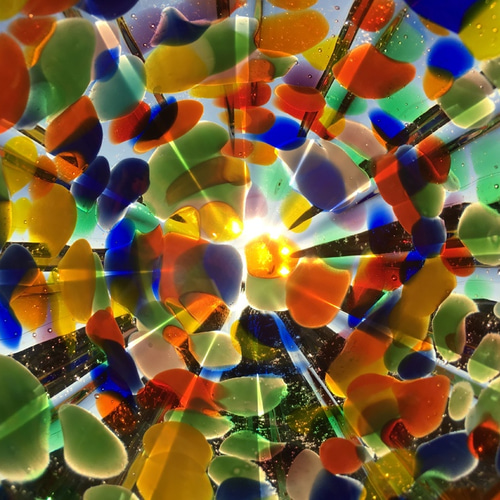 麻炭ガラス・ランプシェード『10cm』虹色 球体 E17ソケット