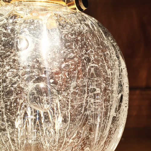 麻炭ガラス・ランプシェード『10cm』透明クリア 球体 E17ソケット