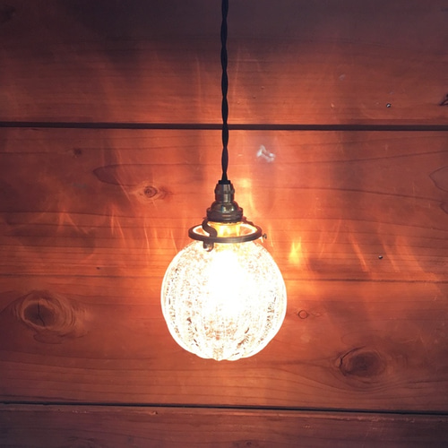 麻炭ガラス・ランプシェード『10cm』透明クリア 球体 E17ソケット