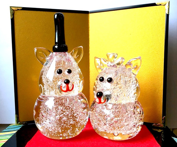 Creema限定屏風&黒台付き》『犬神雛』 その他置物 YUGEN GLASS 通販