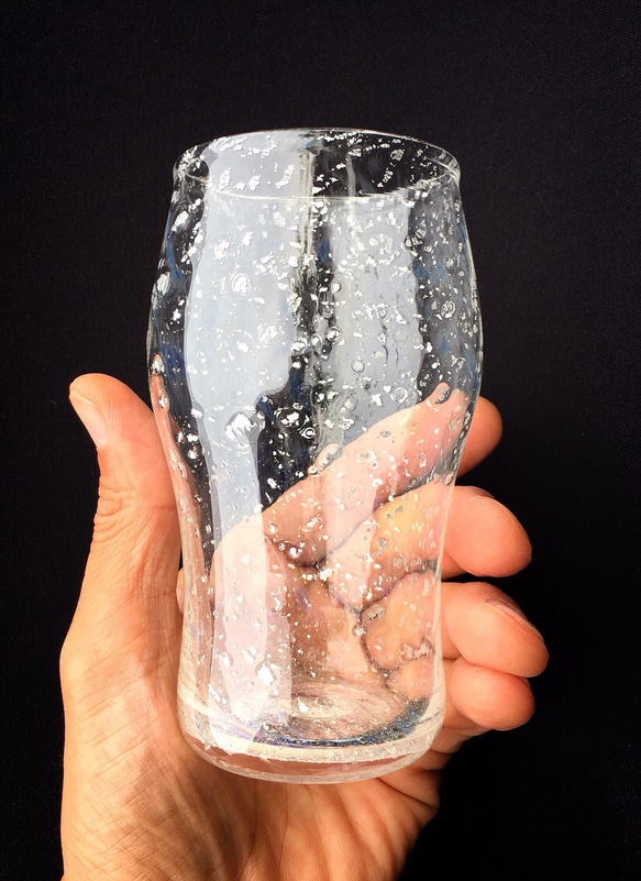 麻炭ガラス『オーロラ銀河（重厚系ビール用)』 2枚目の画像