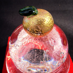 麻炭ガラス「もっちり」小(橙金箔)/ガラス鏡餅 2枚目の画像