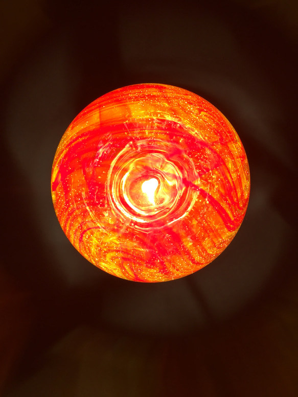 麻炭ガラス・ランプシェード『10cm』『太陽』E17ソケット (ヒマラヤ産原種 麻炭使用) 5枚目の画像
