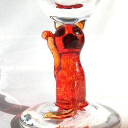 『Creema限定』★送料無料★『招き猫ゴブレット/赤猫』ワイングラス 6枚目の画像