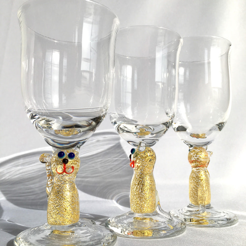 Creema限定』☆送料無料☆『招き猫ゴブレット/金の猫』ワイングラス