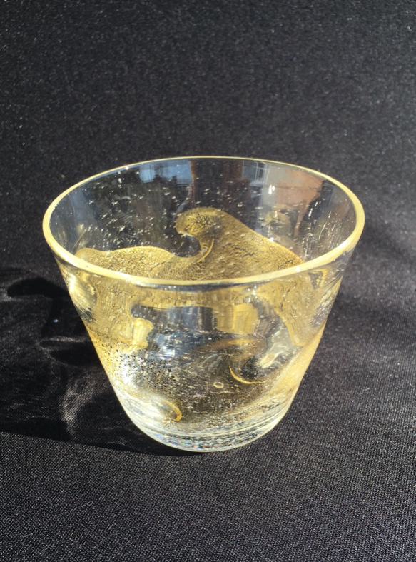 麻炭ガラス『Golden Wave そばちょこ・フリーグラス(ヒマラヤ産原種 麻炭使用）』 2枚目の画像