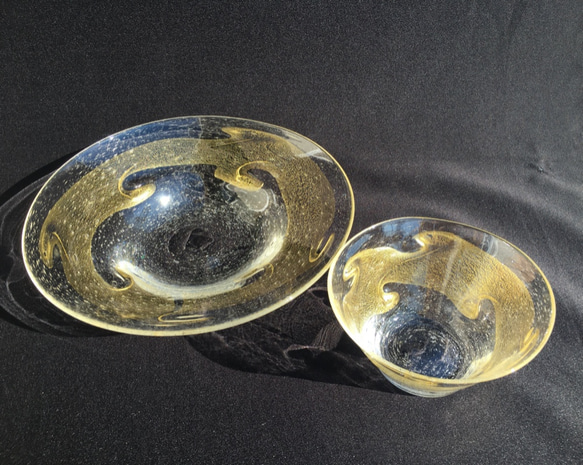 麻炭ガラス『Golden Wave 平鉢(ヒマラヤ産原種の麻炭使用)』 7枚目の画像