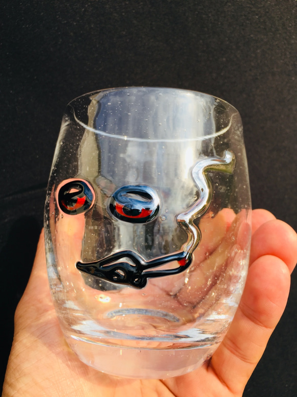 麻炭ガラス『パーリーピーポー01 ウイスキーグラス』桐箱付き 6枚目の画像